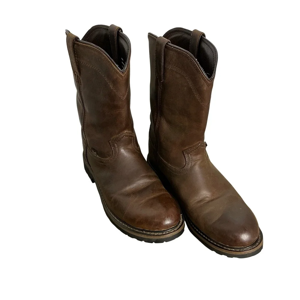 Justin WK4960‎ Waterproof Brown Leather Pull-On Work Boots Men's 11.5D Soft Toe